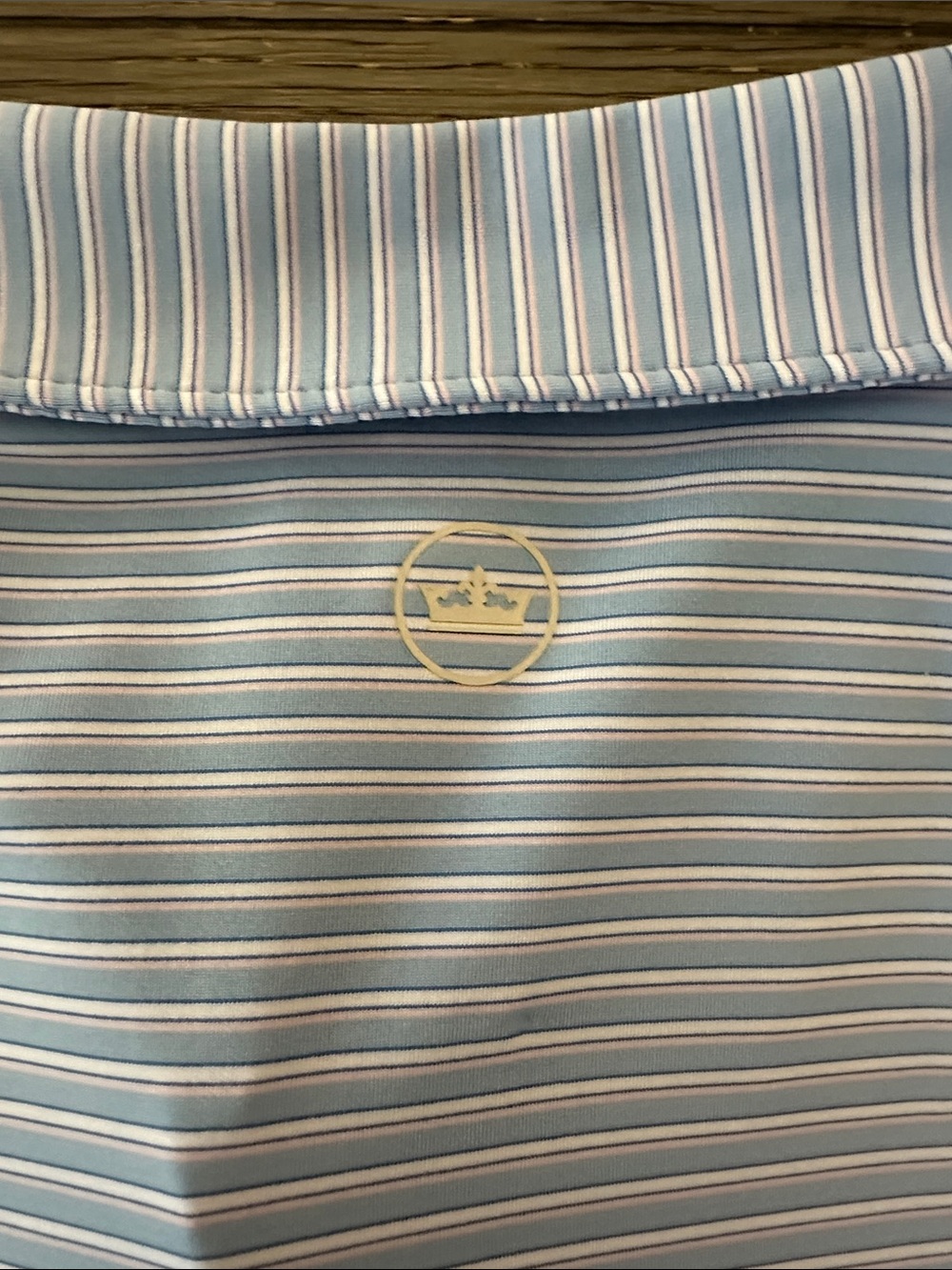 Peter Millar Summer Comfort performance polo blue with pink & white stripe L - Picture 8 of 9
